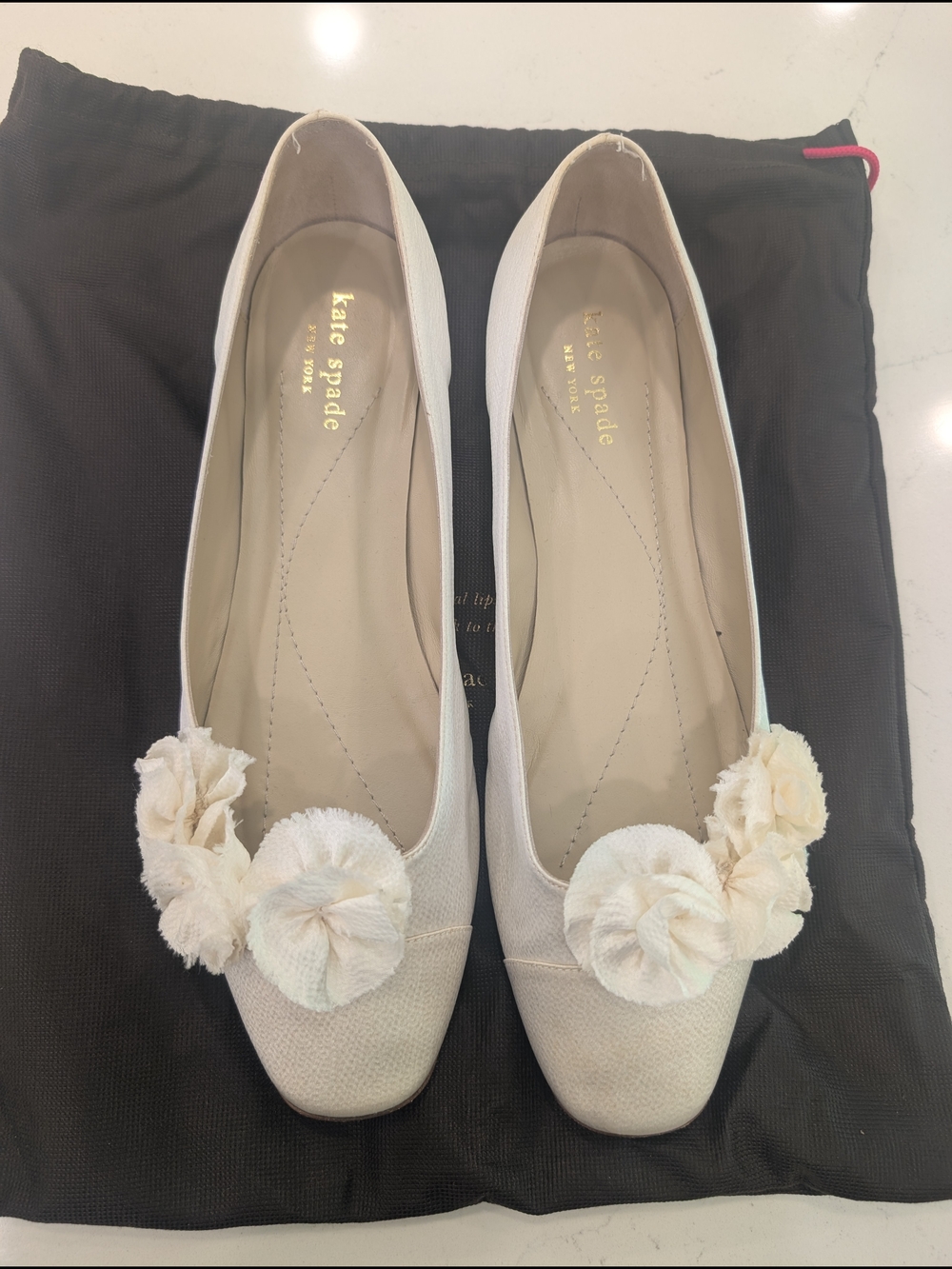 kate spade New York Women's Cream Floral Ballet Flats